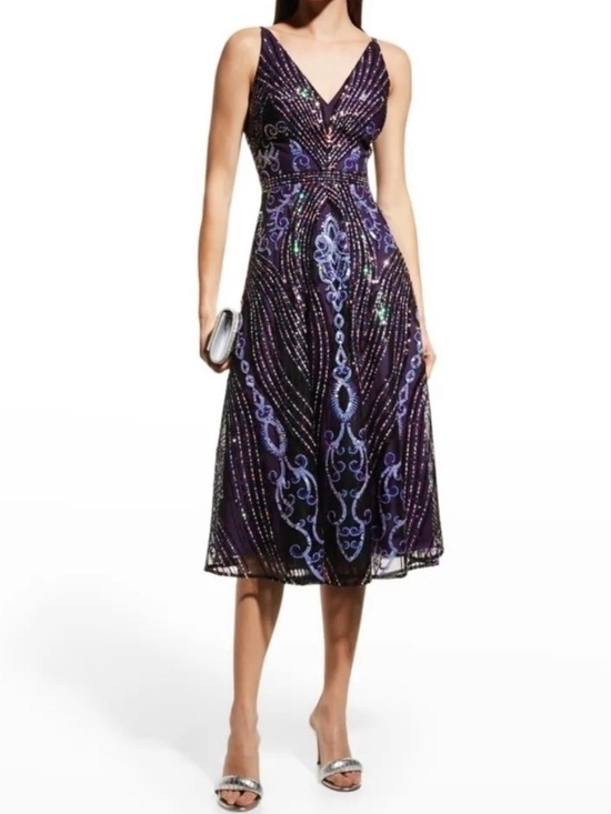 Dress the Population Dresses & Skirts - Dress the Population Felicity Purple Sequin Midi Dress Size Medium